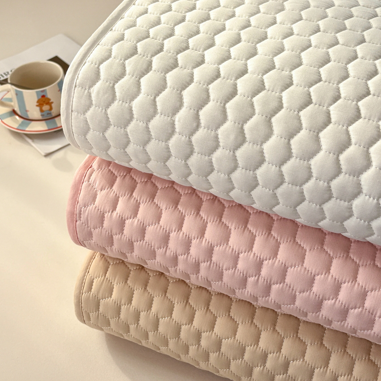 91家纺网 家纺一手货源 找家纺 居眠 2026新款微笑全棉夹棉单床笠床笠单件 组合图仅供展示-不可下单