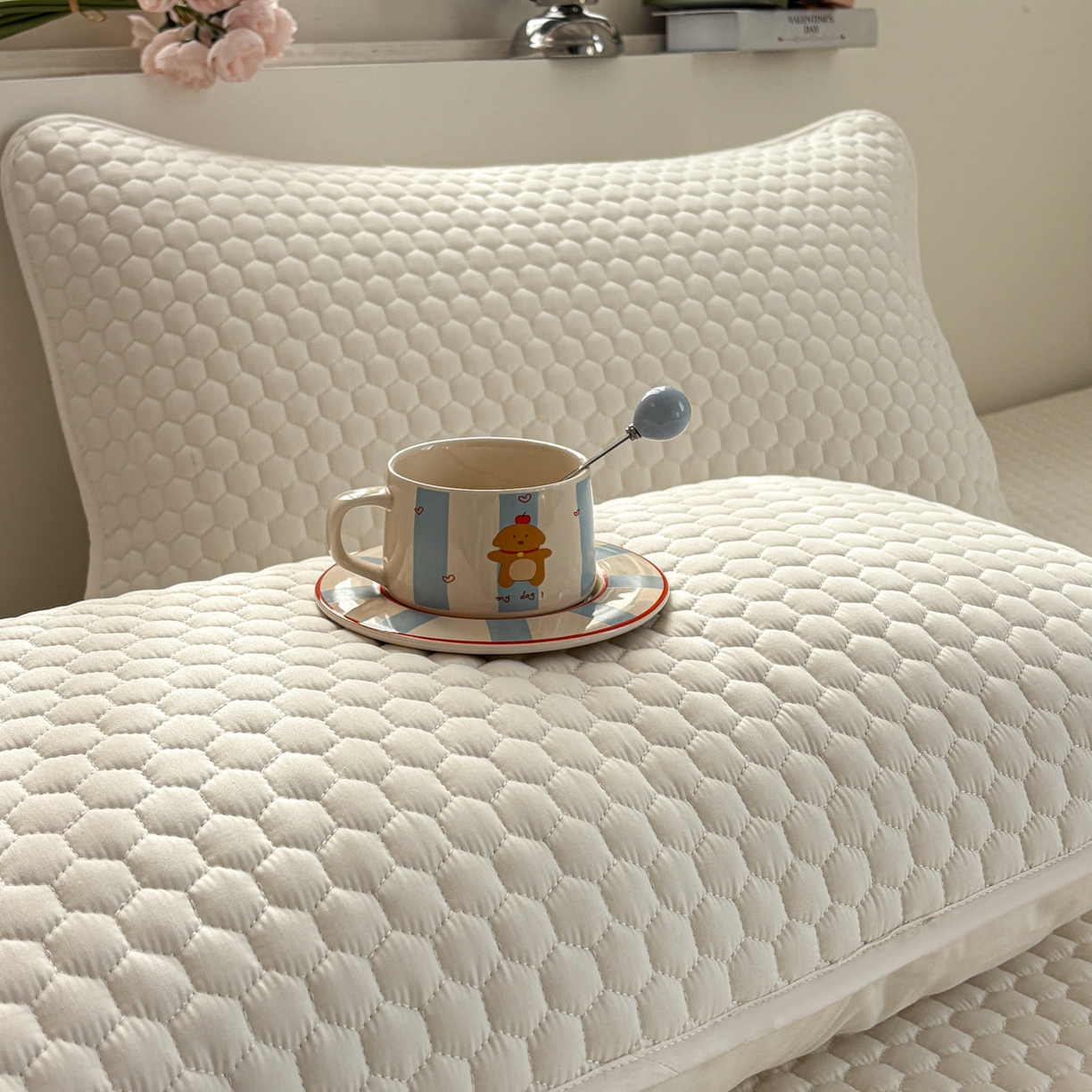 91家纺网 家纺一手货源 找家纺 居眠 2026新款微笑全棉夹棉单床笠床笠单件 微笑-白色