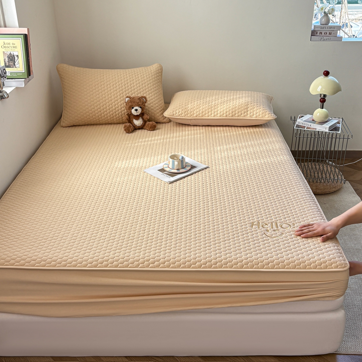 91家纺网 家纺一手货源 找家纺 居眠 2026新款微笑全棉夹棉单床笠床笠单件 微笑-卡其