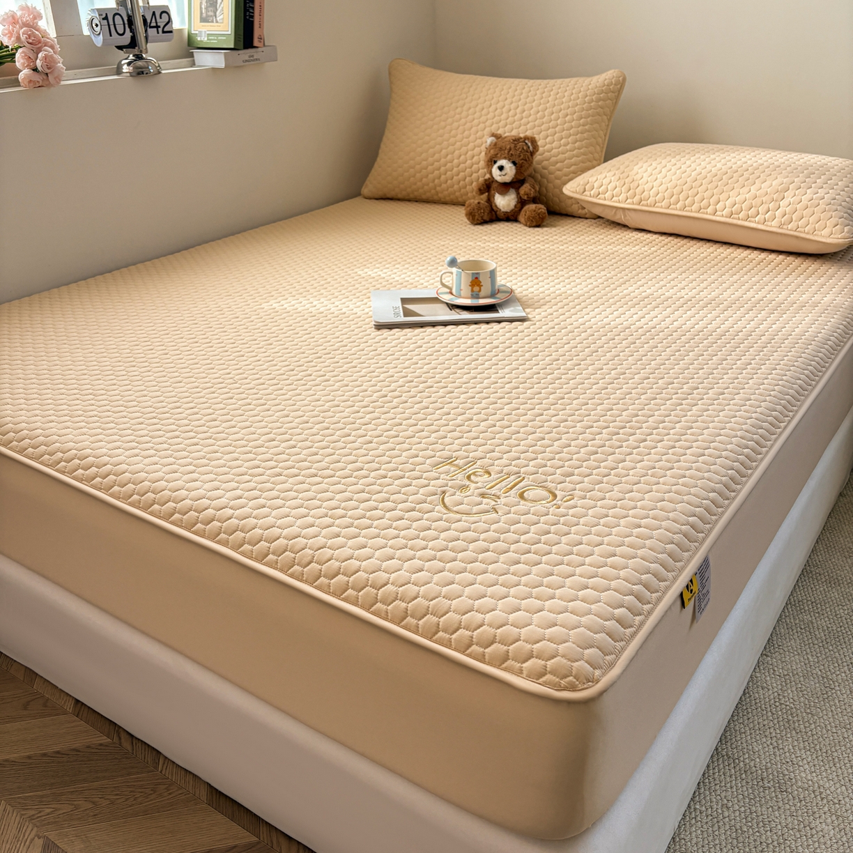 91家纺网 家纺一手货源 找家纺 居眠 2026新款微笑全棉夹棉单床笠床笠单件 微笑-卡其