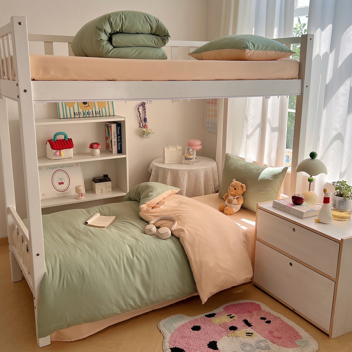 91家纺网 家纺一手货源 找家纺 缦绣阁家纺 2026新款亲肤水洗棉纯色四件套床单被罩被套单件学生宿舍上下铺单人三件套 浅绿浅驼