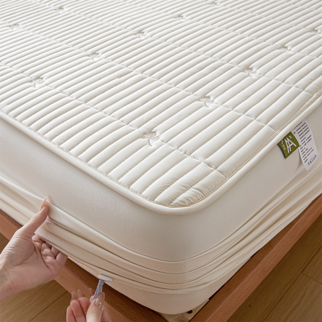 91家纺网 家纺一手货源 找家纺 （总）居眠 2026新款三叶草刺绣棉花防水单床笠床笠单件