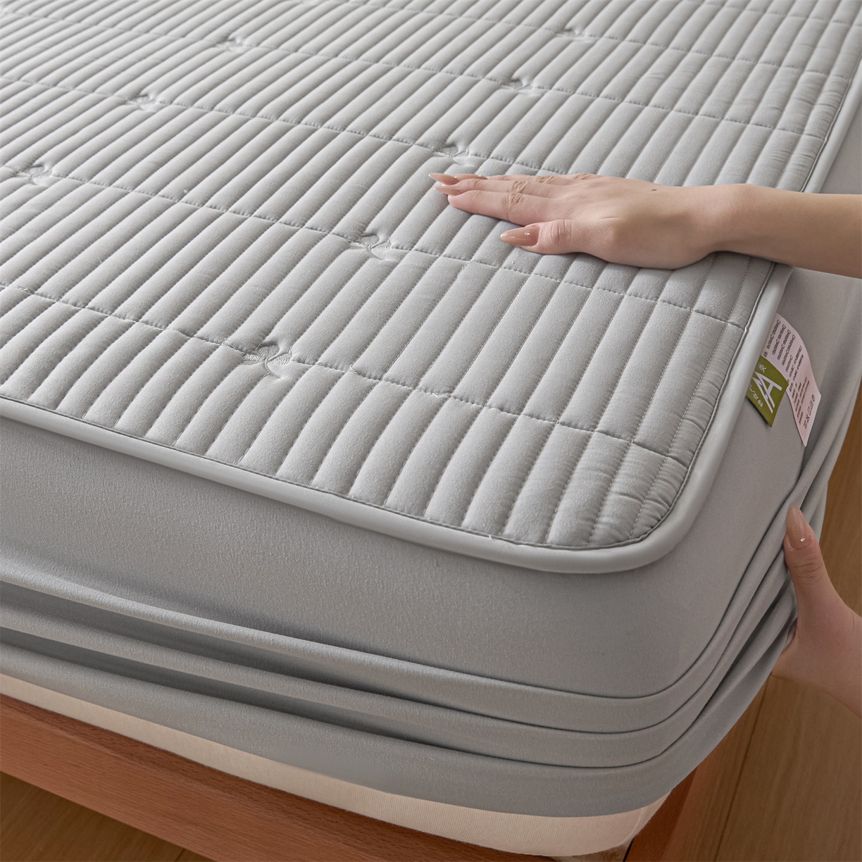 91家纺网 家纺一手货源 找家纺 居眠 2026新款三叶草刺绣棉花防水单床笠床笠单件 三叶草-灰