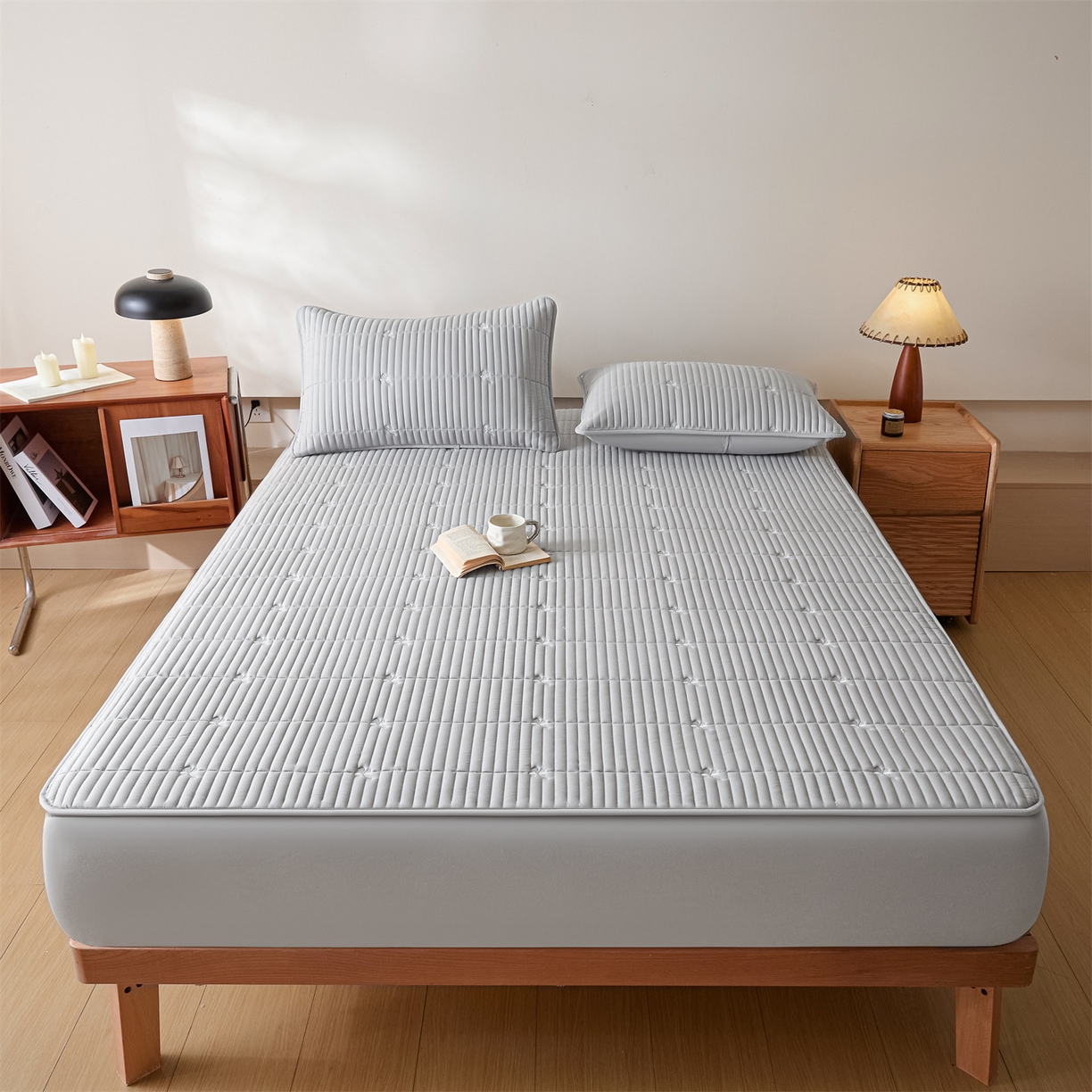 91家纺网 家纺一手货源 找家纺 居眠 2026新款三叶草刺绣棉花防水单床笠床笠单件 三叶草-灰