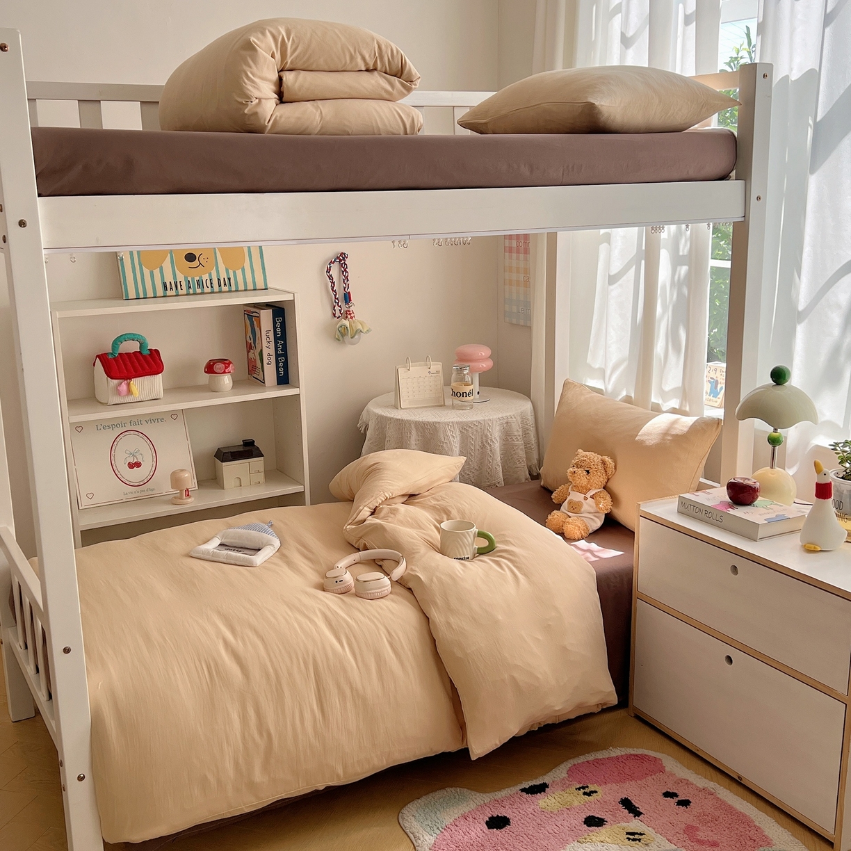 91家纺网 家纺一手货源 找家纺 缦绣阁家纺 2026新款亲肤水洗棉纯色四件套床单被罩被套单件学生宿舍上下铺单人三件套 浅驼深咖