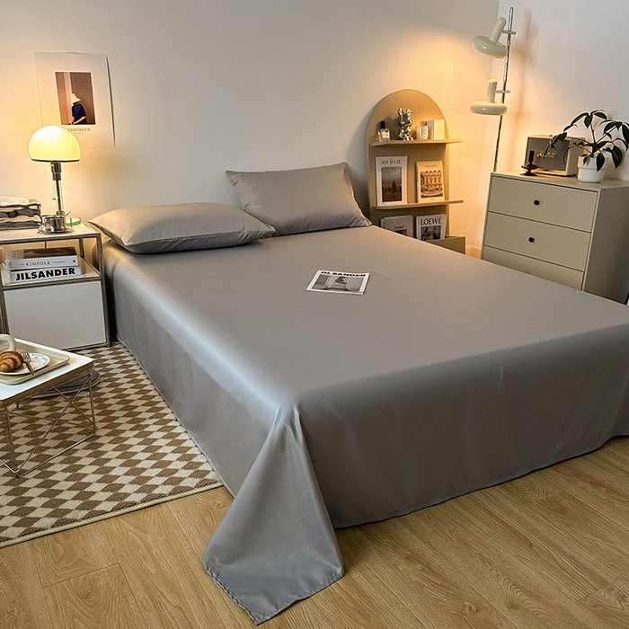 91家纺网 家纺一手货源 找家纺 缦绣阁家纺  2026新款夏季轻奢水洗冰丝四件套真丝简约纯色被罩被套学生宿舍三件套-洛可可系列 洛可可-银灰