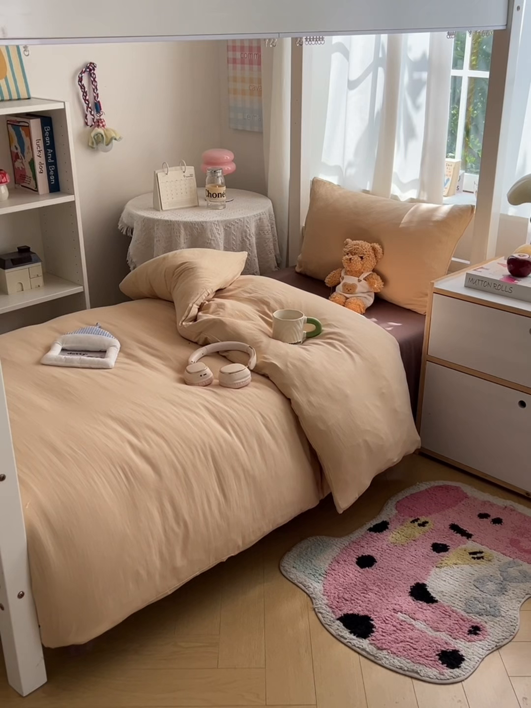 91家纺网 家纺一手货源 找家纺 缦绣阁家纺 2026新款亲肤水洗棉纯色四件套床单被罩被套单件学生宿舍上下铺单人三件套 浅驼深咖