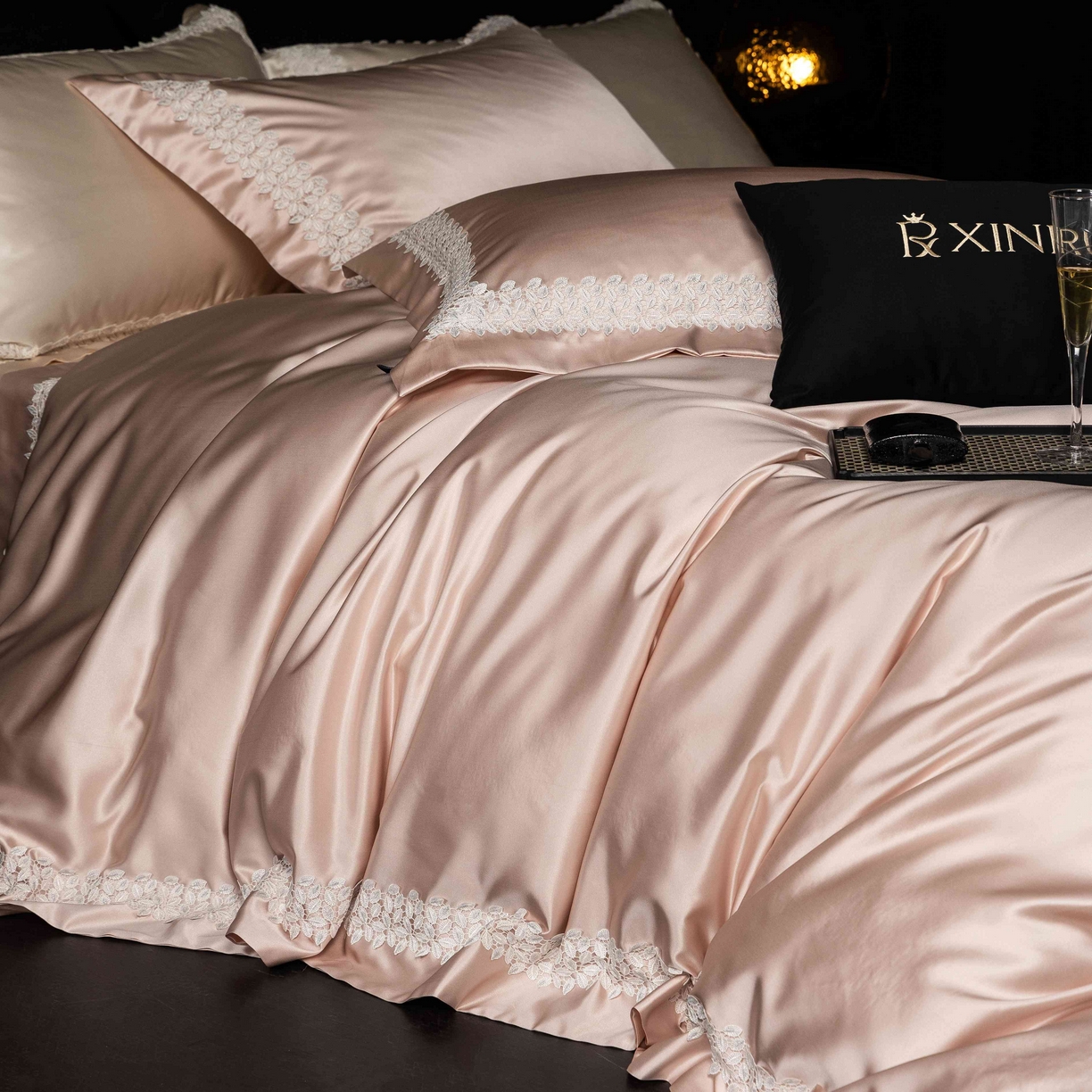 91家纺网 家纺一手货源 找家纺 馨蕊家居 2026春夏新款100s全棉纯棉高精密四件套-知意 知意-蔷薇粉