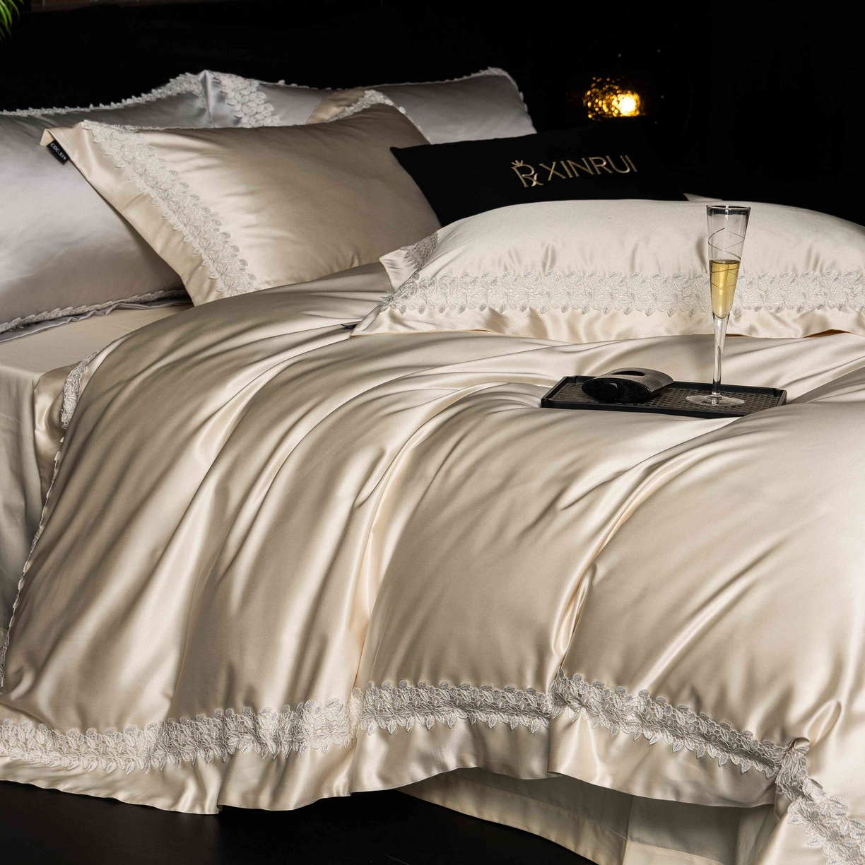 91家纺网 家纺一手货源 找家纺 馨蕊家居 2026春夏新款100s全棉纯棉高精密四件套-知意 知意-香槟