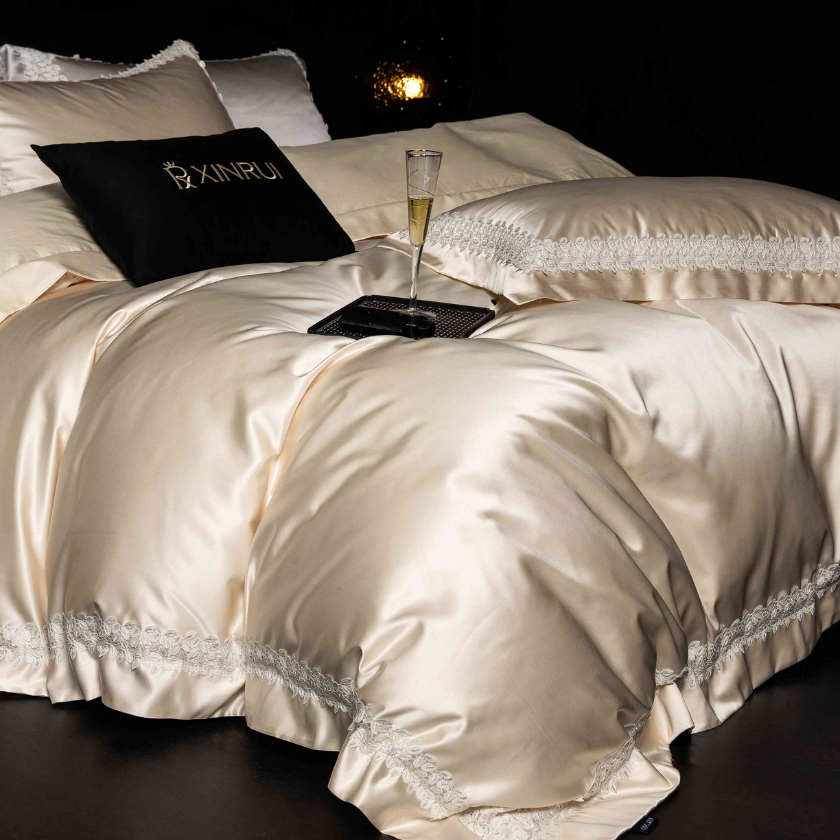 91家纺网 家纺一手货源 找家纺 馨蕊家居 2026春夏新款100s全棉纯棉高精密四件套-知意 知意-香槟