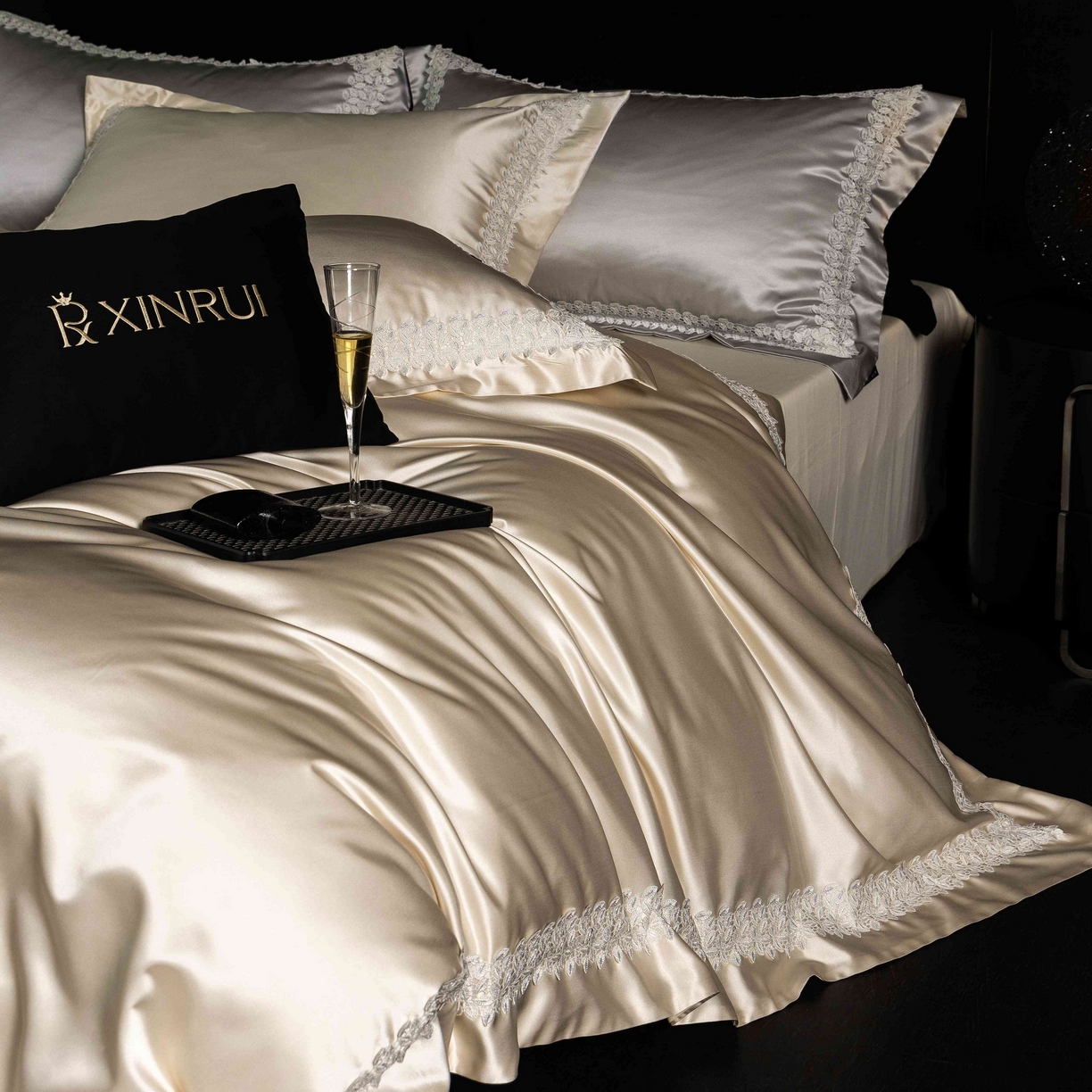 91家纺网 家纺一手货源 找家纺 馨蕊家居 2026春夏新款100s全棉纯棉高精密四件套-知意 知意-香槟