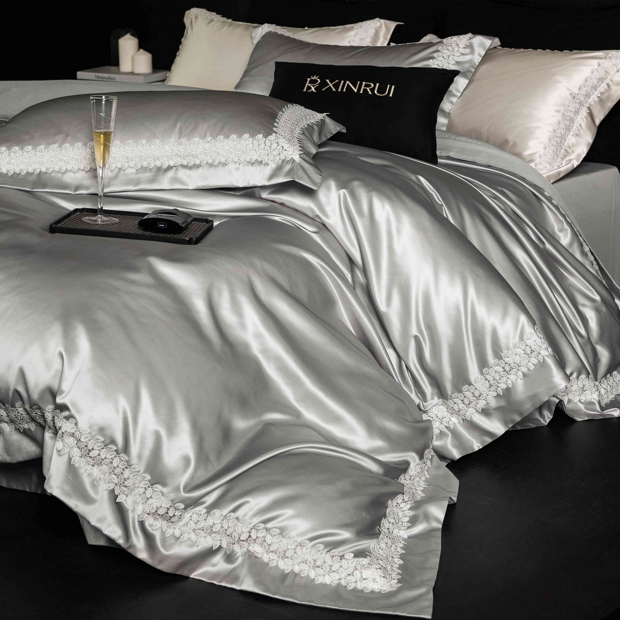 91家纺网 家纺一手货源 找家纺 馨蕊家居 2026春夏新款100s全棉纯棉高精密四件套-知意 知意-高级灰