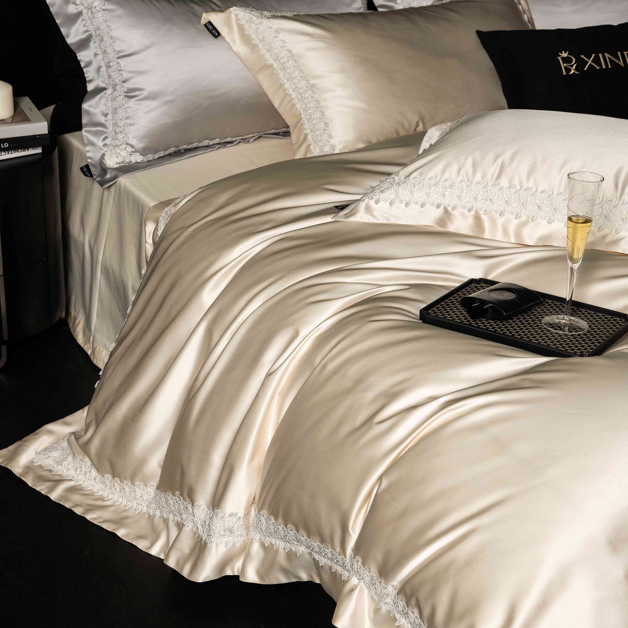 91家纺网 家纺一手货源 找家纺 馨蕊家居 2026春夏新款100s全棉纯棉高精密四件套-知意 知意-香槟