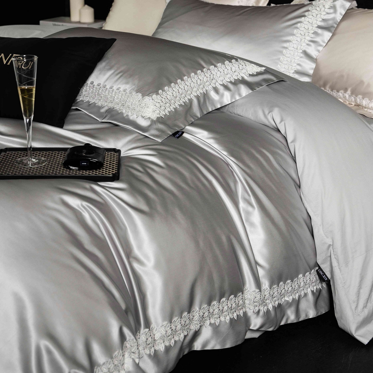 91家纺网 家纺一手货源 找家纺 馨蕊家居 2026春夏新款100s全棉纯棉高精密四件套-知意 知意-高级灰