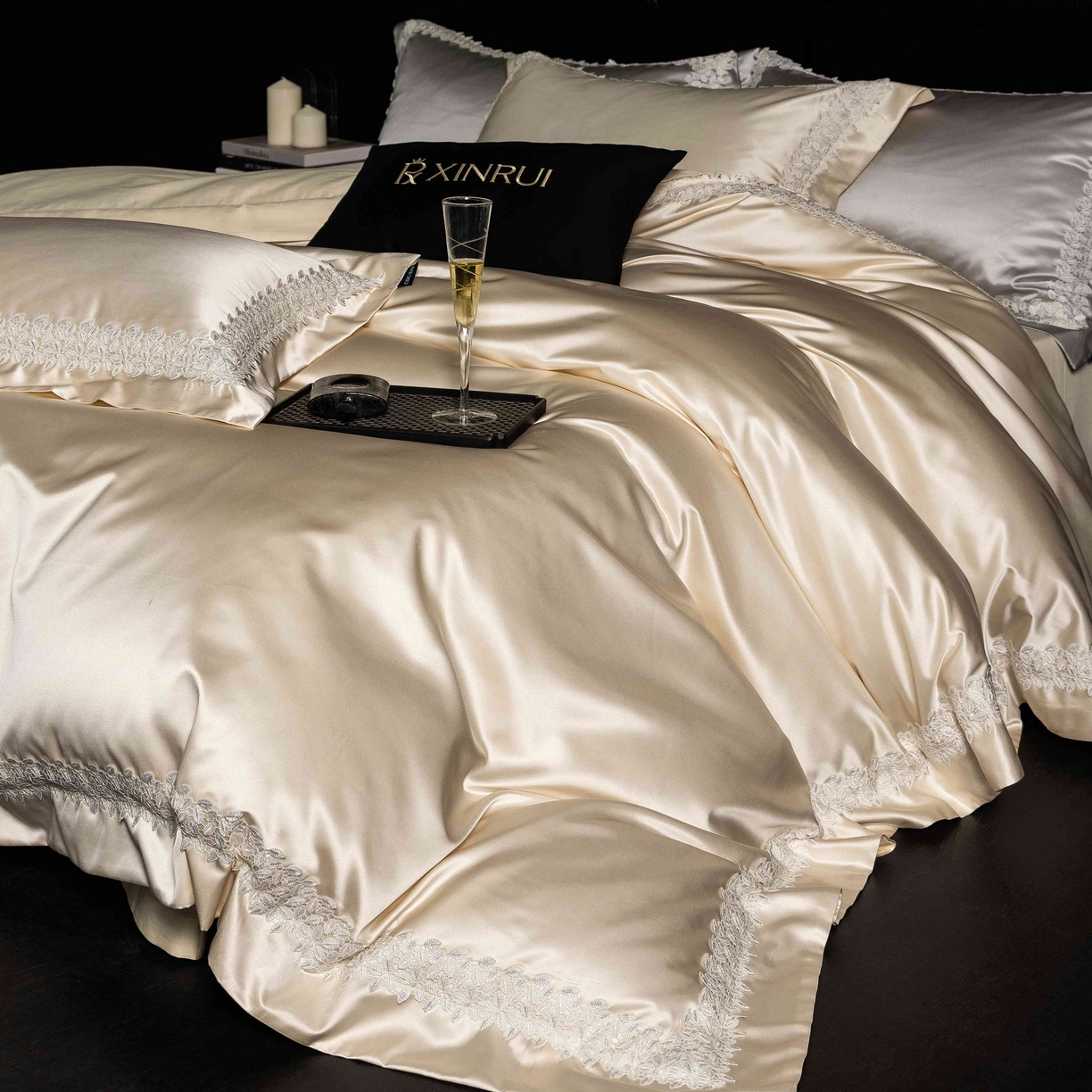 91家纺网 家纺一手货源 找家纺 馨蕊家居 2026春夏新款100s全棉纯棉高精密四件套-知意 知意-香槟