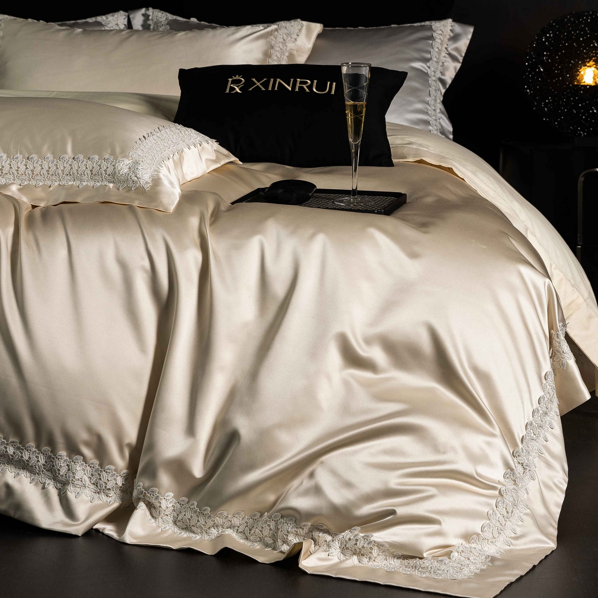 91家纺网 家纺一手货源 找家纺 馨蕊家居 2026春夏新款100s全棉纯棉高精密四件套-知意 知意-香槟