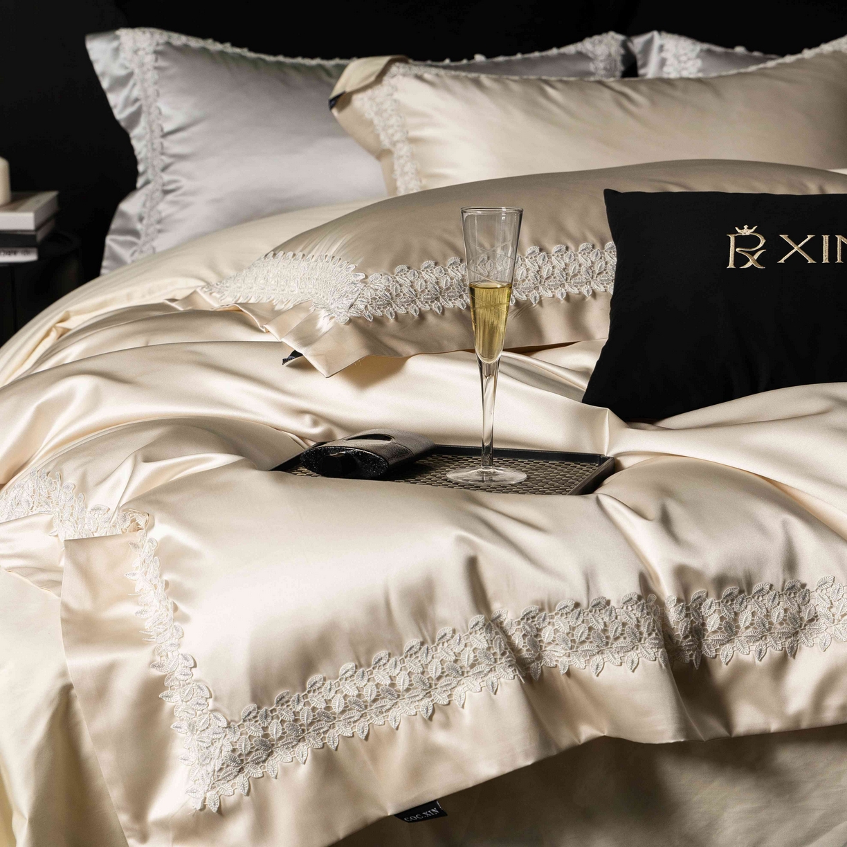 91家纺网 家纺一手货源 找家纺 馨蕊家居 2026春夏新款100s全棉纯棉高精密四件套-知意 知意-香槟