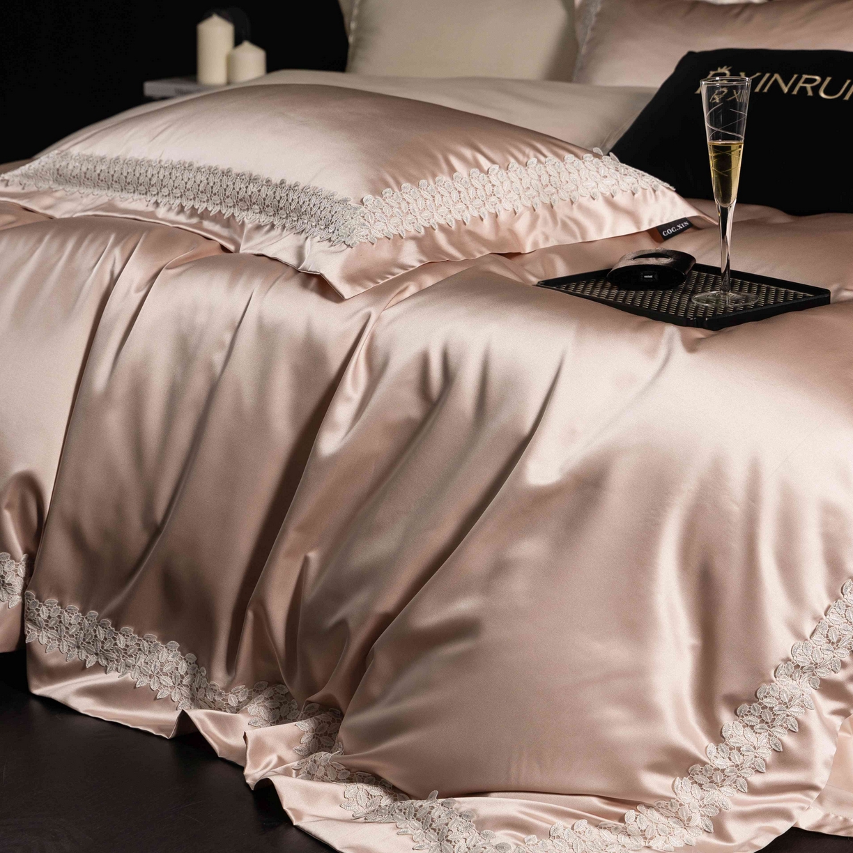 91家纺网 家纺一手货源 找家纺 馨蕊家居 2026春夏新款100s全棉纯棉高精密四件套-知意 知意-蔷薇粉