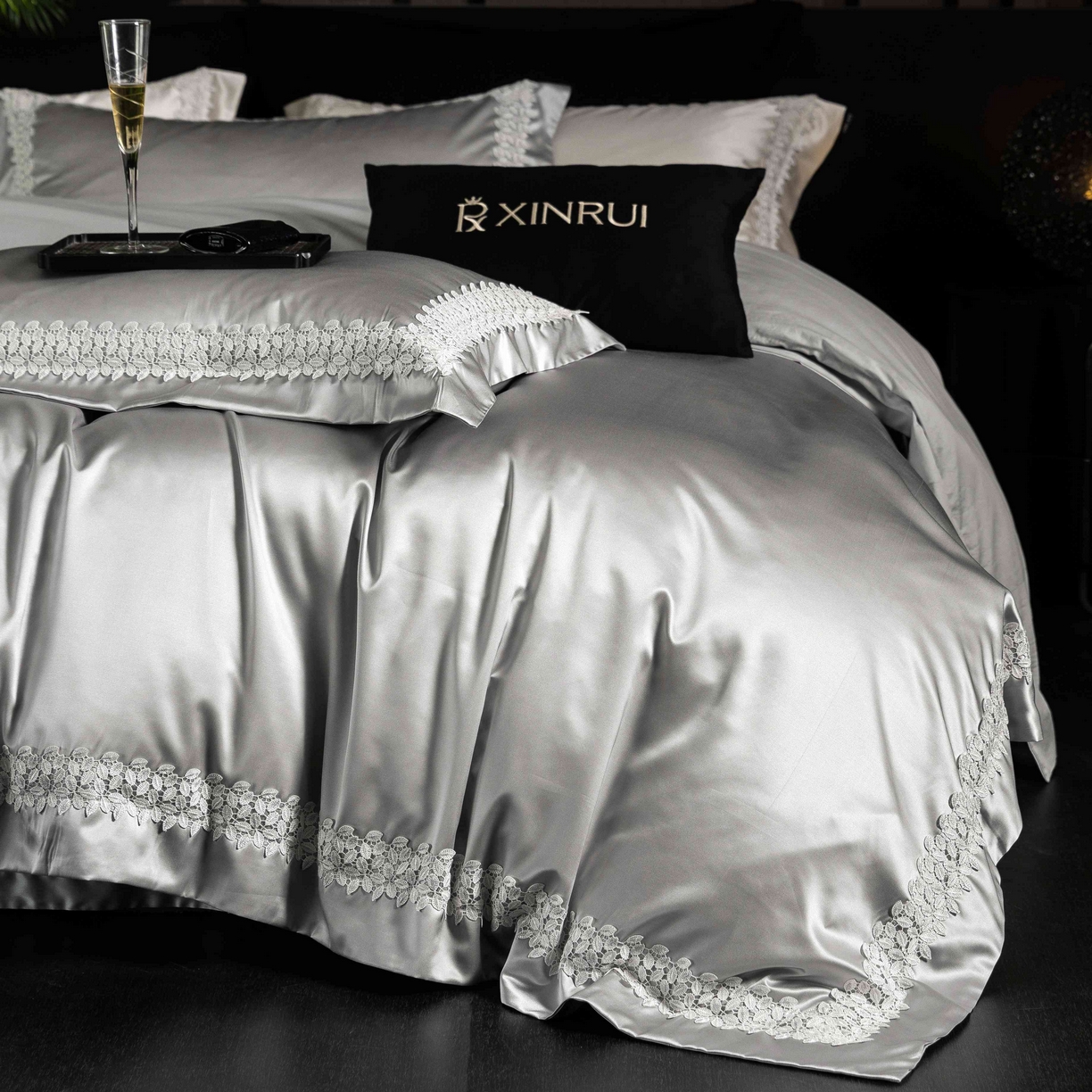 91家纺网 家纺一手货源 找家纺 馨蕊家居 2026春夏新款100s全棉纯棉高精密四件套-知意 知意-高级灰