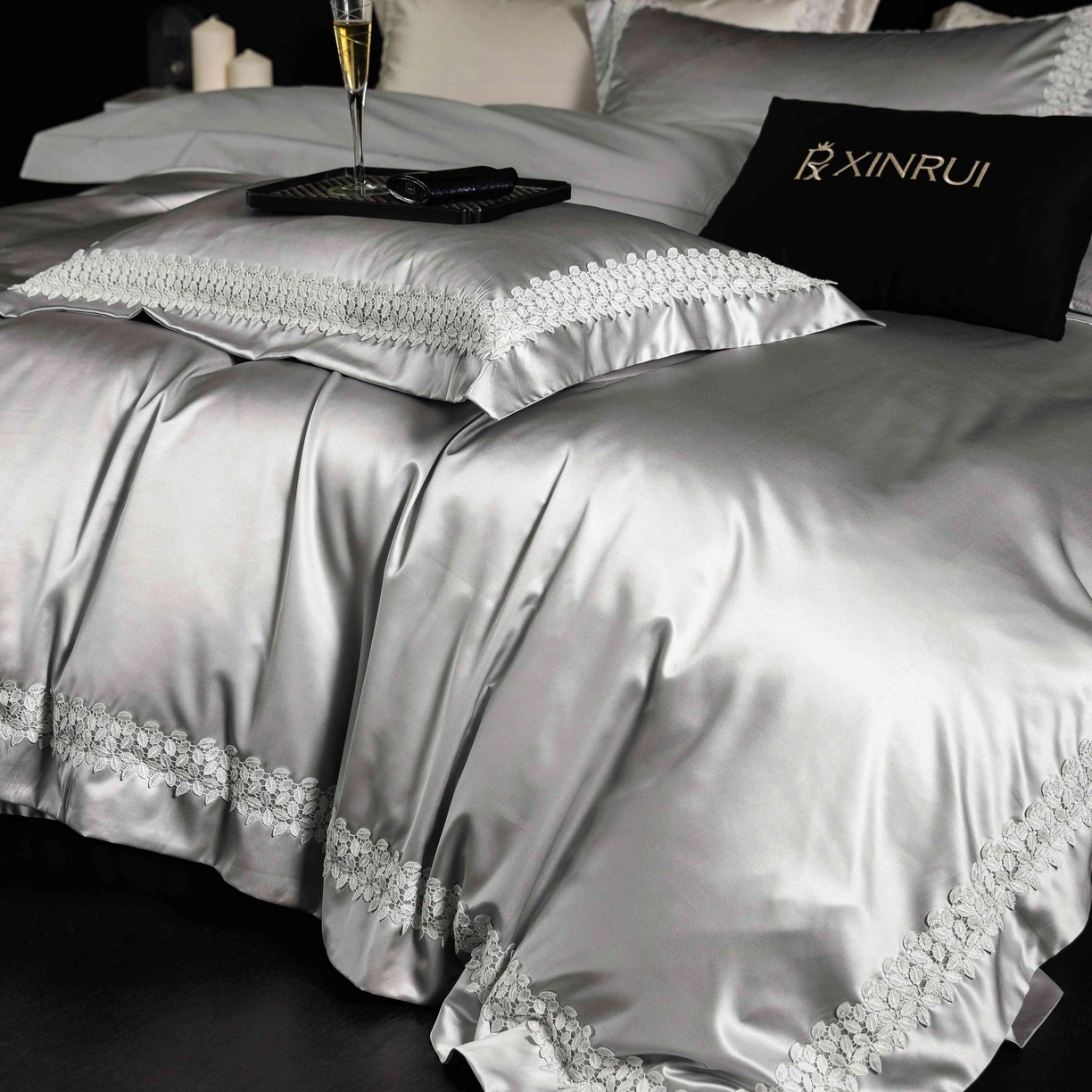 91家纺网 家纺一手货源 找家纺 馨蕊家居 2026春夏新款100s全棉纯棉高精密四件套-知意 知意-高级灰