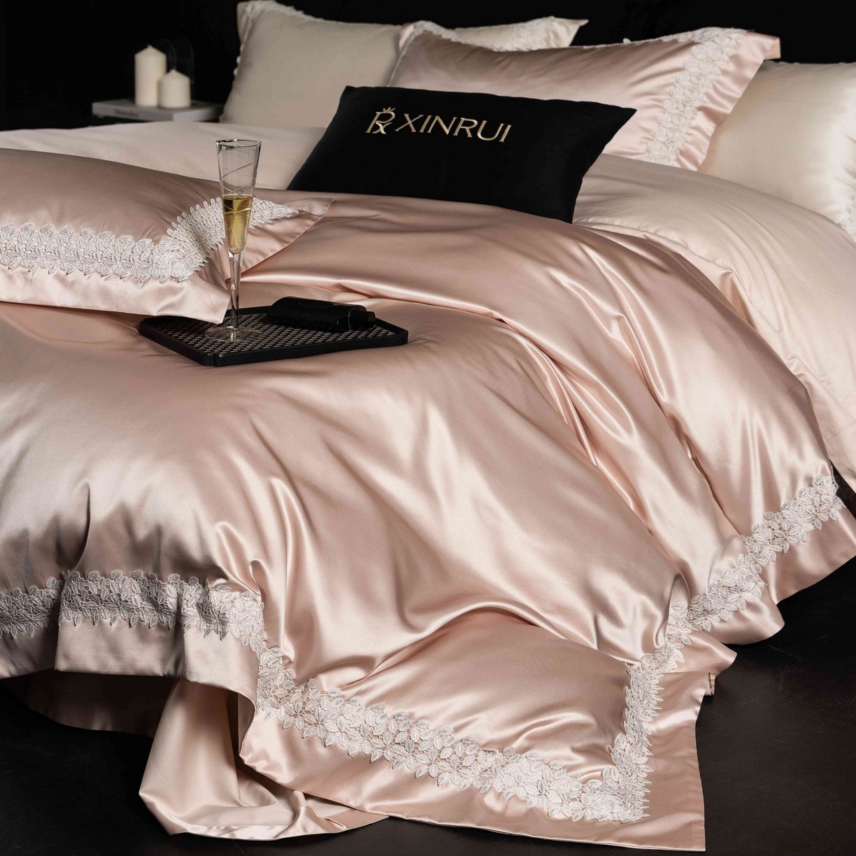 91家纺网 家纺一手货源 找家纺 馨蕊家居 2026春夏新款100s全棉纯棉高精密四件套-知意 知意-蔷薇粉