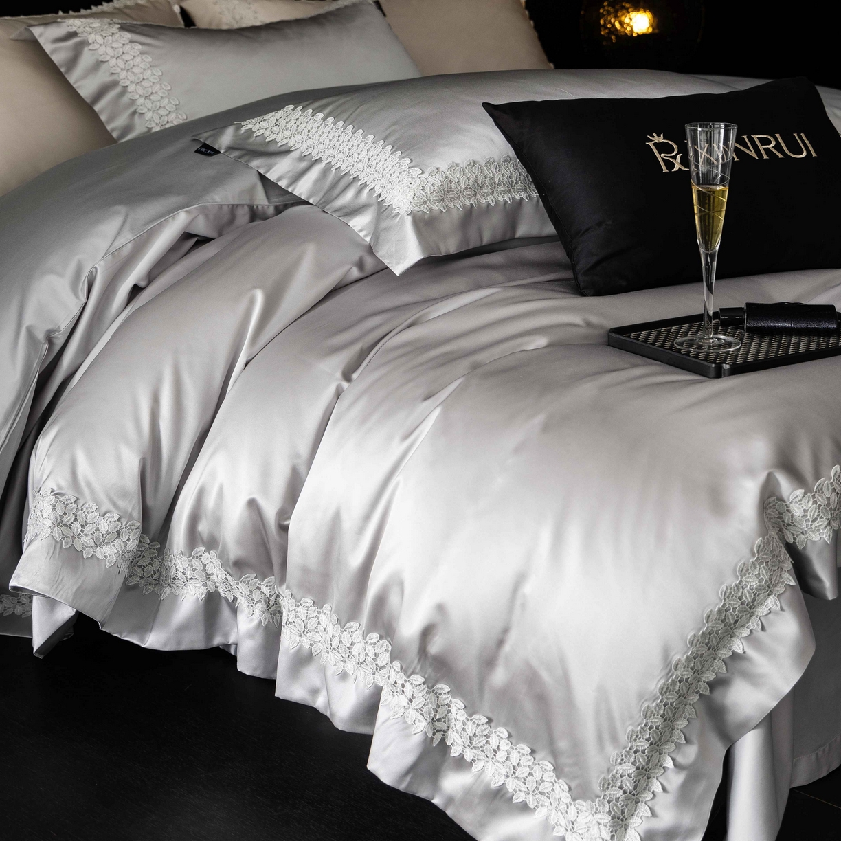 91家纺网 家纺一手货源 找家纺 馨蕊家居 2026春夏新款100s全棉纯棉高精密四件套-知意 知意-高级灰