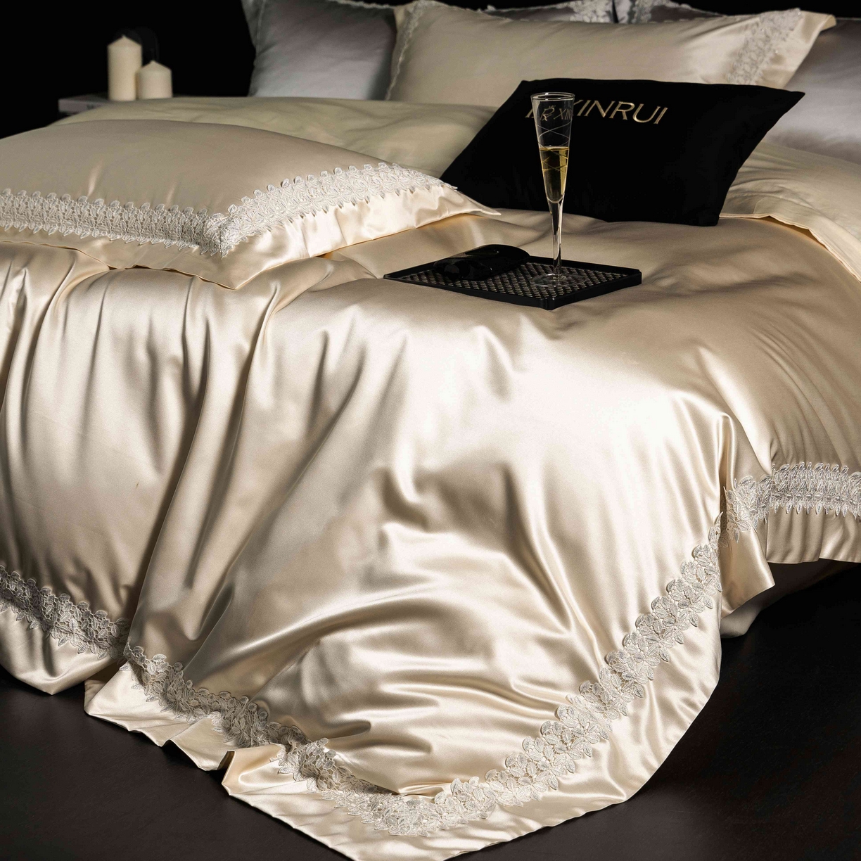 91家纺网 家纺一手货源 找家纺 馨蕊家居 2026春夏新款100s全棉纯棉高精密四件套-知意 知意-香槟