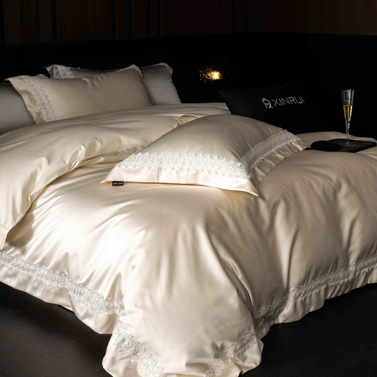 91家纺网 家纺一手货源 找家纺 馨蕊家居 2026春夏新款100s全棉纯棉高精密四件套-知意 知意-香槟