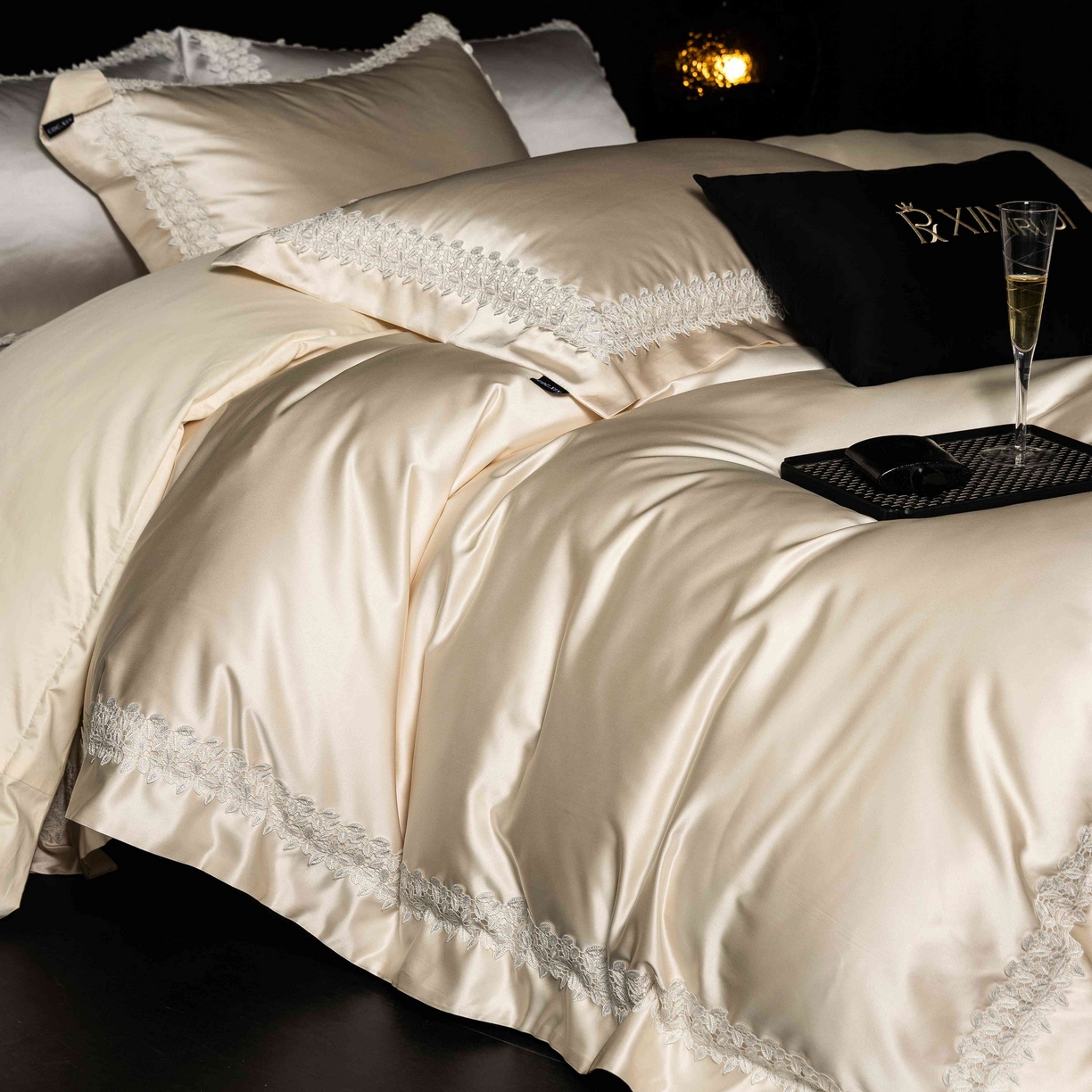 91家纺网 家纺一手货源 找家纺 馨蕊家居 2026春夏新款100s全棉纯棉高精密四件套-知意 知意-香槟