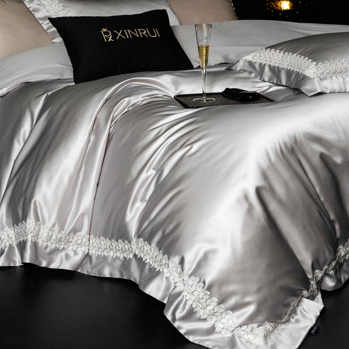 91家纺网 家纺一手货源 找家纺 馨蕊家居 2026春夏新款100s全棉纯棉高精密四件套-知意 知意-高级灰