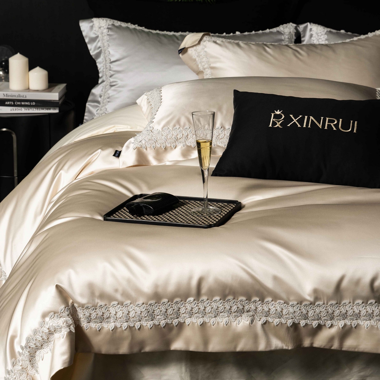 91家纺网 家纺一手货源 找家纺 馨蕊家居 2026春夏新款100s全棉纯棉高精密四件套-知意 知意-香槟