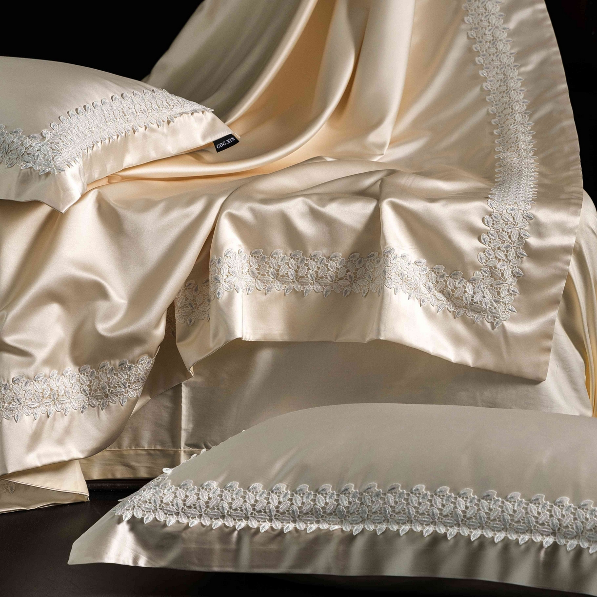 91家纺网 家纺一手货源 找家纺 馨蕊家居 2026春夏新款100s全棉纯棉高精密四件套-知意 知意-香槟