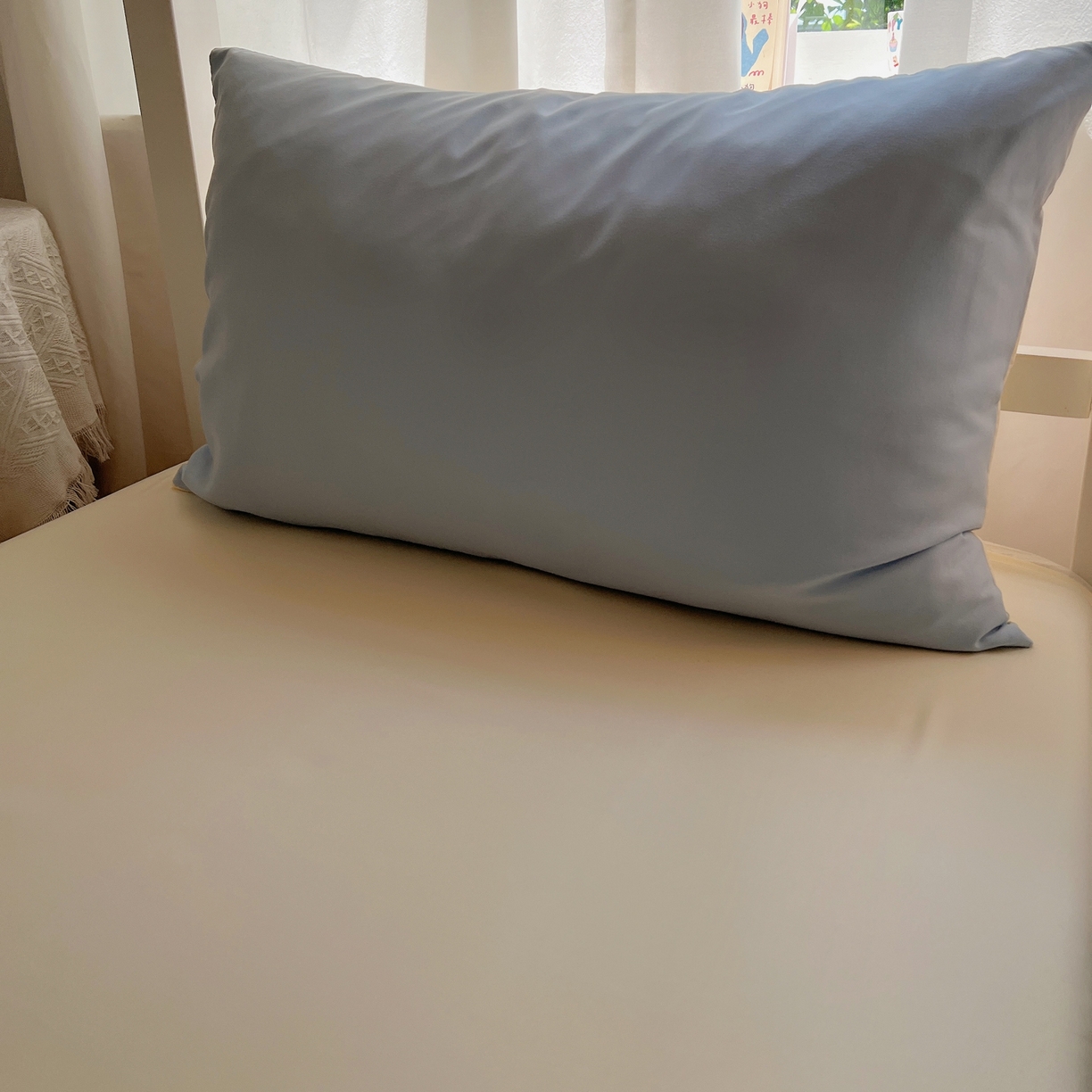 91家纺网 家纺一手货源 找家纺 缦绣阁家纺 2026新款亲肤水洗棉纯色四件套床单被罩被套单件学生宿舍上下铺单人三件套 天空兰芝士