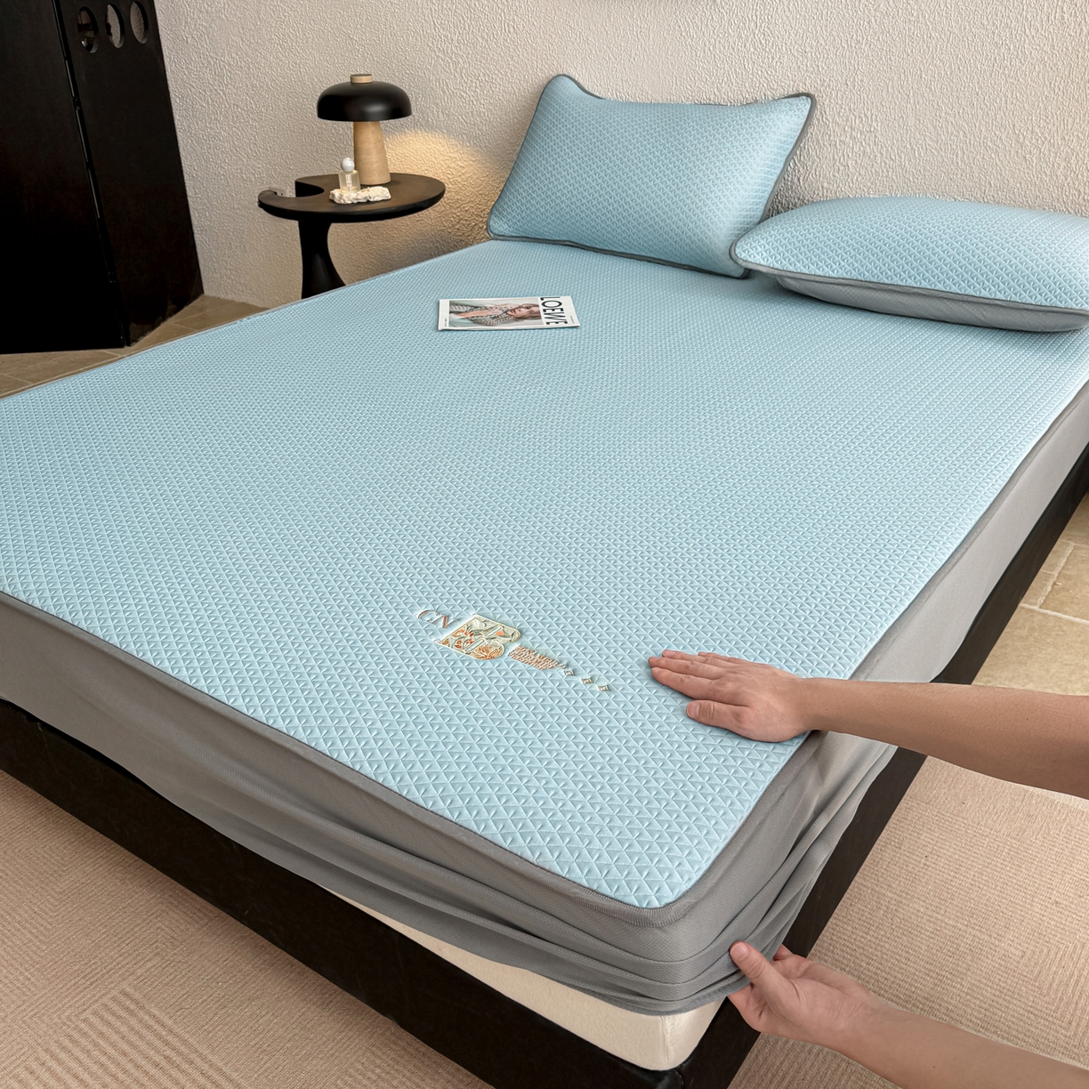 91家纺网 家纺一手货源 找家纺 （总）鑫姿席业 2026新款A类PE凉感抗菌席凉席席子-几何花静系列