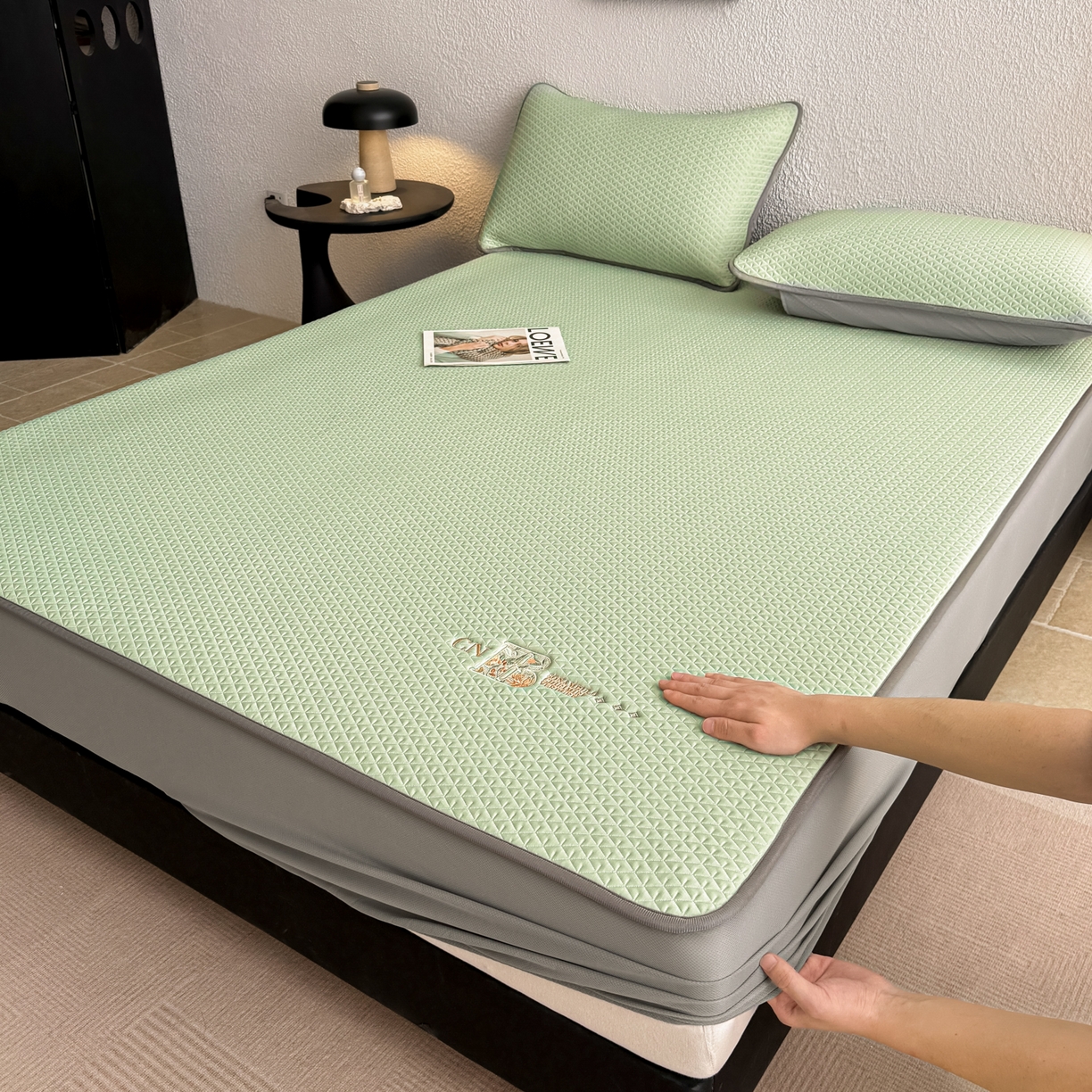 91家纺网 家纺一手货源 找家纺 （总）鑫姿席业 2026新款A类PE凉感抗菌席凉席席子-几何花静系列