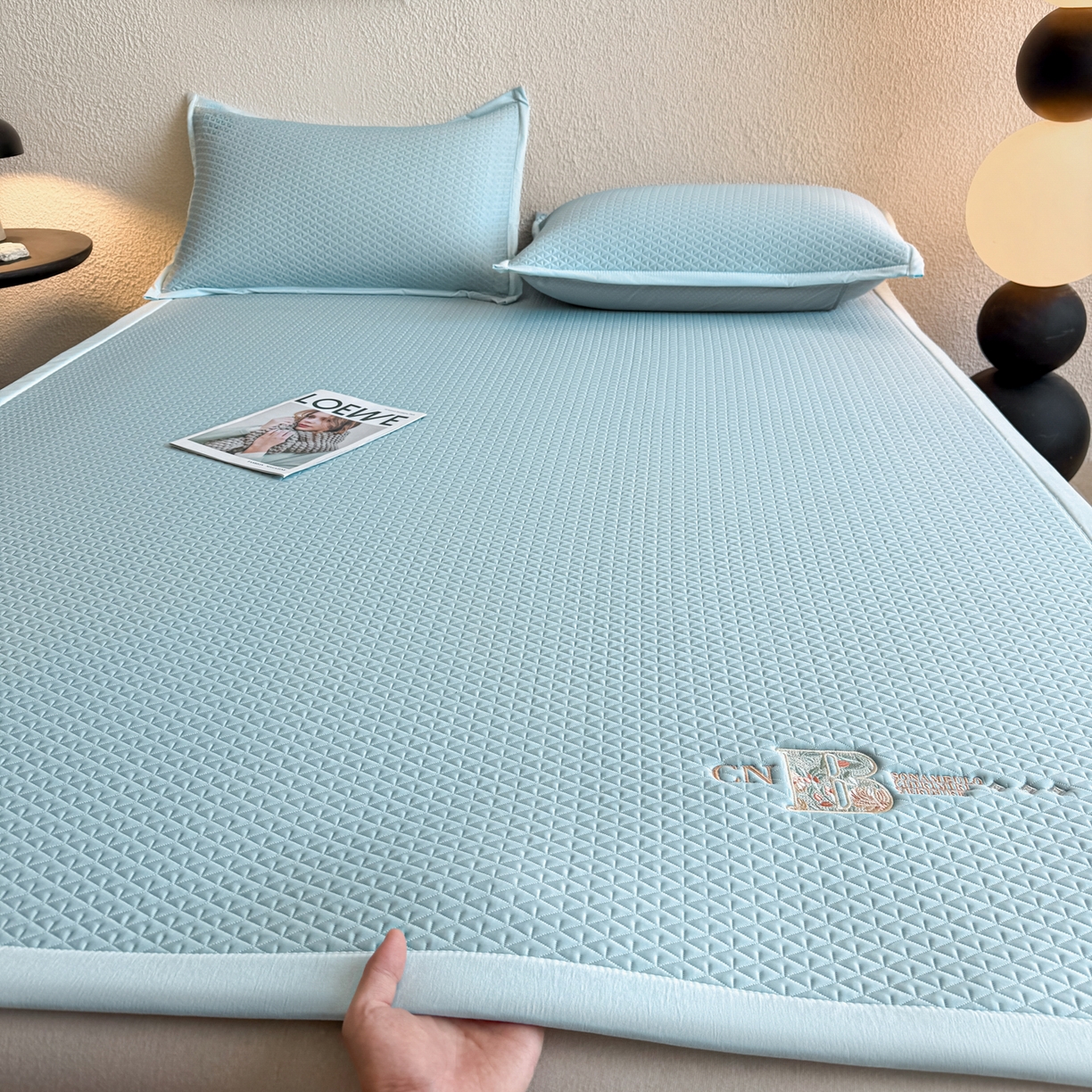 91家纺网 家纺一手货源 找家纺 （总）鑫姿席业 2026新款A类PE凉感抗菌席凉席席子-几何花静系列