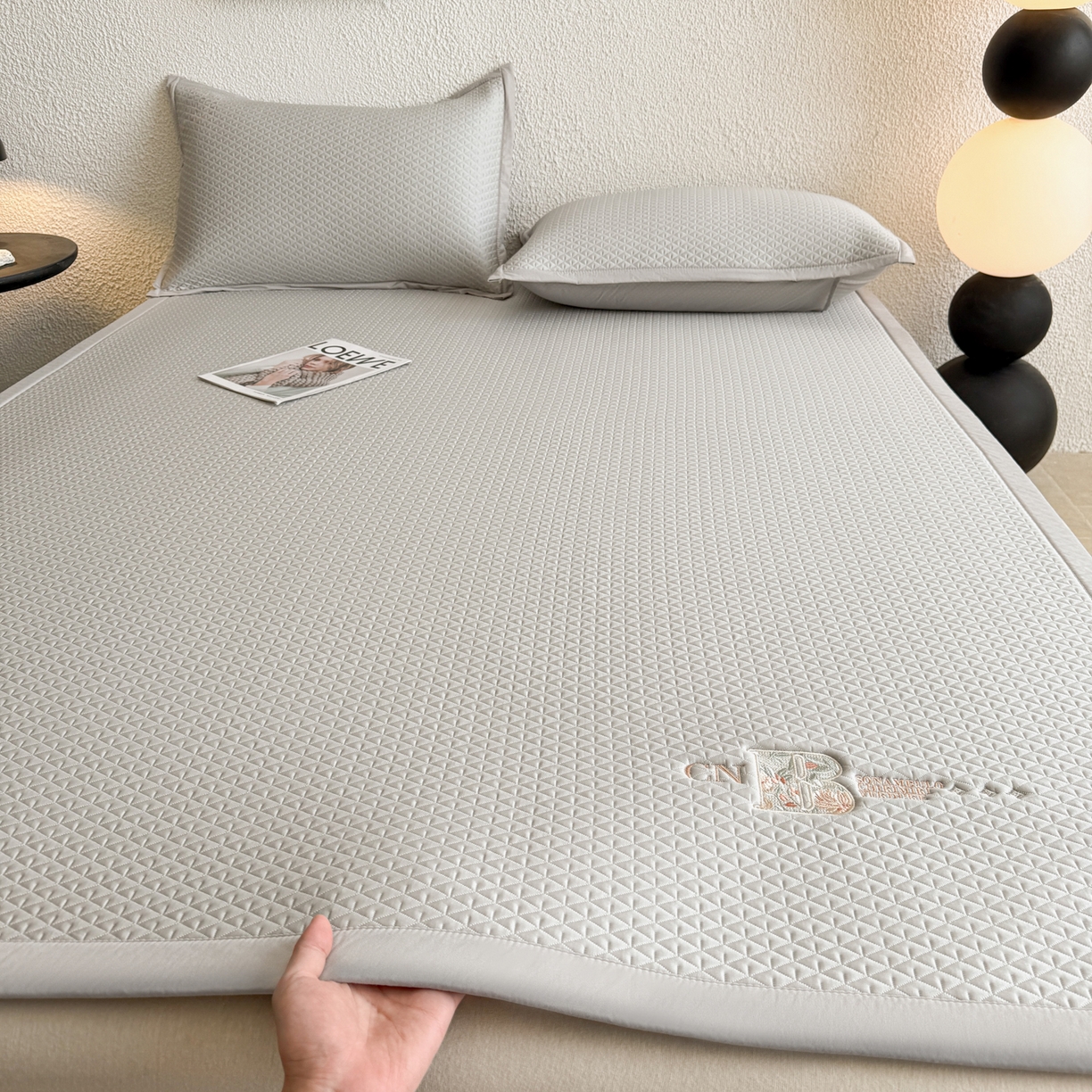 鑫姿席业 2026新款A类PE凉感抗菌席凉席席子-几何花静系列 几何花境-灰（床垫款）