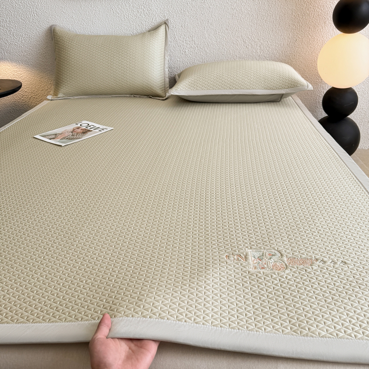 鑫姿席业 2026新款A类PE凉感抗菌席凉席席子-几何花静系列 几何花境-咖（床垫款）