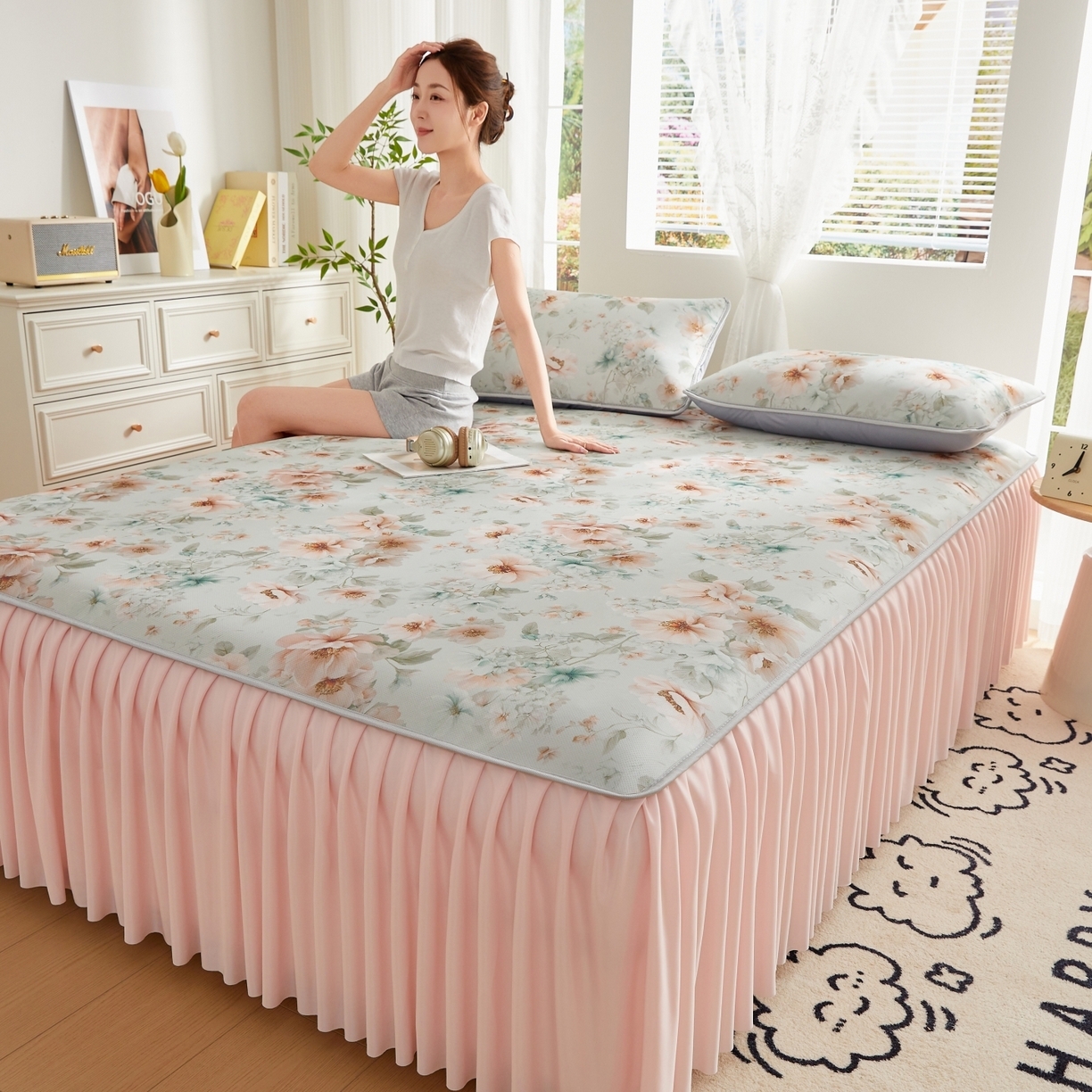 91家纺网 家纺一手货源 找家纺 （总）优莱床垫 2026新款冰丝复合抗菌凉席床裙款