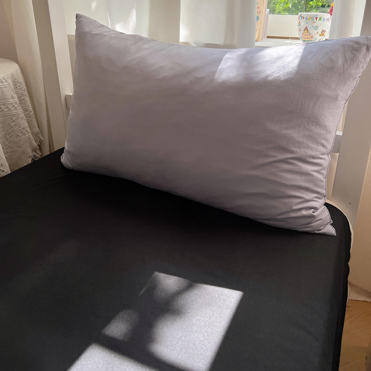 91家纺网 家纺一手货源 找家纺 缦绣阁家纺 2026新款亲肤水洗棉纯色四件套床单被罩被套单件学生宿舍上下铺单人三件套 雅紫酷黑