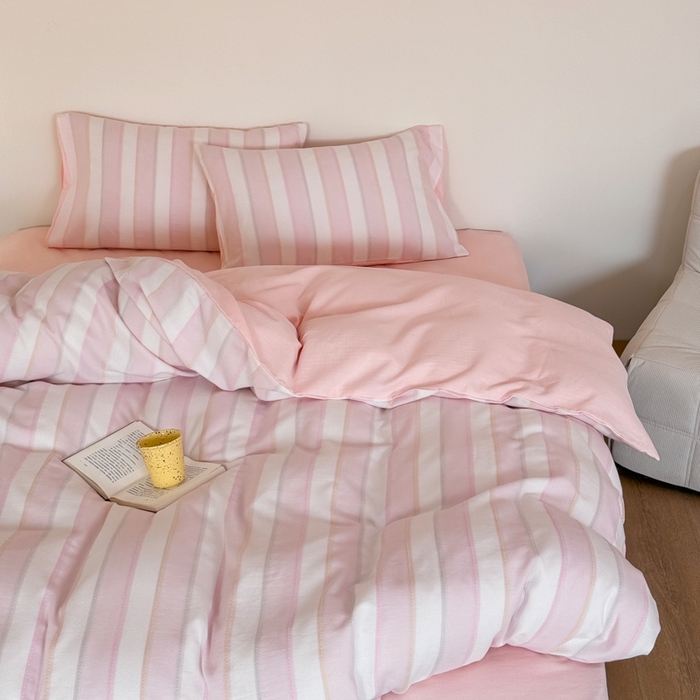 91家纺网 家纺一手货源 找家纺 （总）山舍家居 2026新款100%全棉纯棉色织川针提花四件套可可里