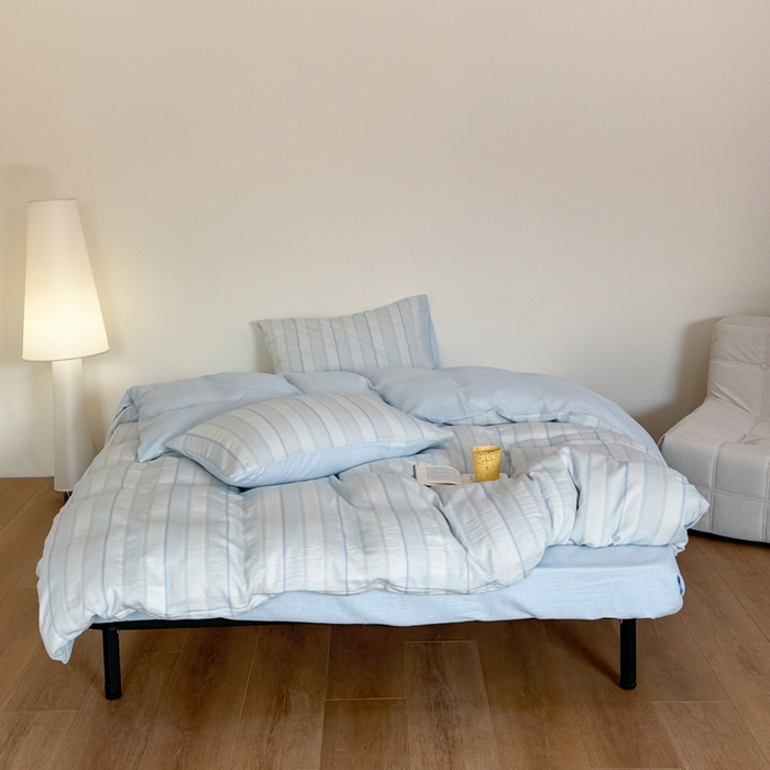 91家纺网 家纺一手货源 找家纺 山舍家居 2026新款100%全棉纯棉色织川针提花四件套可可里 可可里-蓝