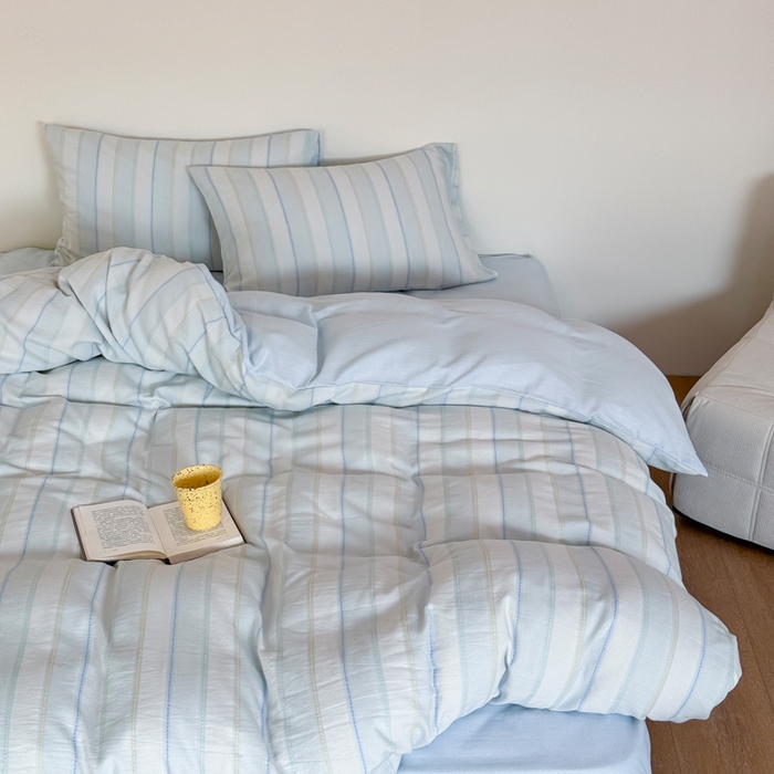 山舍家居 2026新款100%全棉纯棉色织川针提花四件套可可里 可可里-蓝