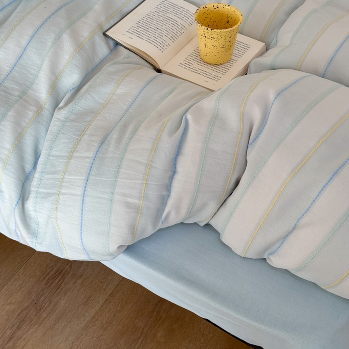 91家纺网 家纺一手货源 找家纺 山舍家居 2026新款100%全棉纯棉色织川针提花四件套可可里 可可里-蓝