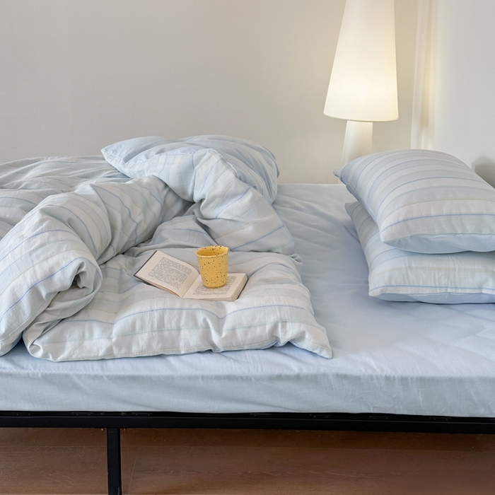 91家纺网 家纺一手货源 找家纺 山舍家居 2026新款100%全棉纯棉色织川针提花四件套可可里 可可里-蓝