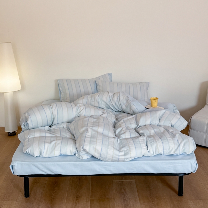 91家纺网 家纺一手货源 找家纺 山舍家居 2026新款100%全棉纯棉色织川针提花四件套可可里 可可里-蓝