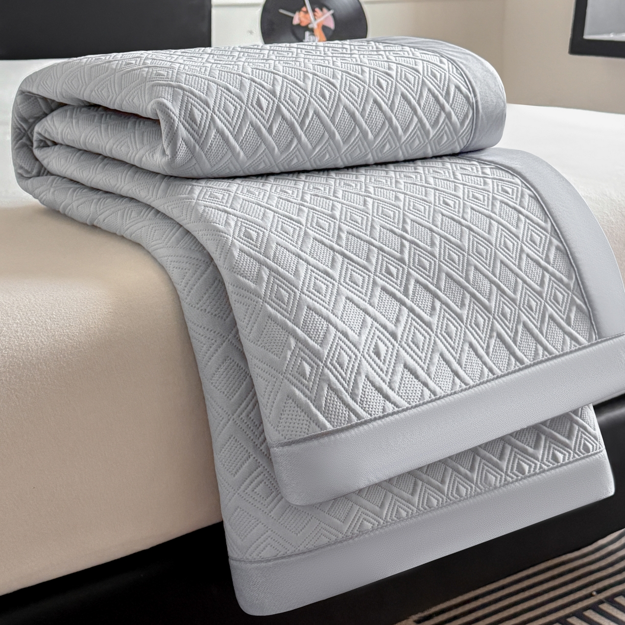 91家纺网 家纺一手货源 找家纺 鑫顺欣 2026新款A类冰豆豆席凉席席子 组合图仅供展示-不可下单