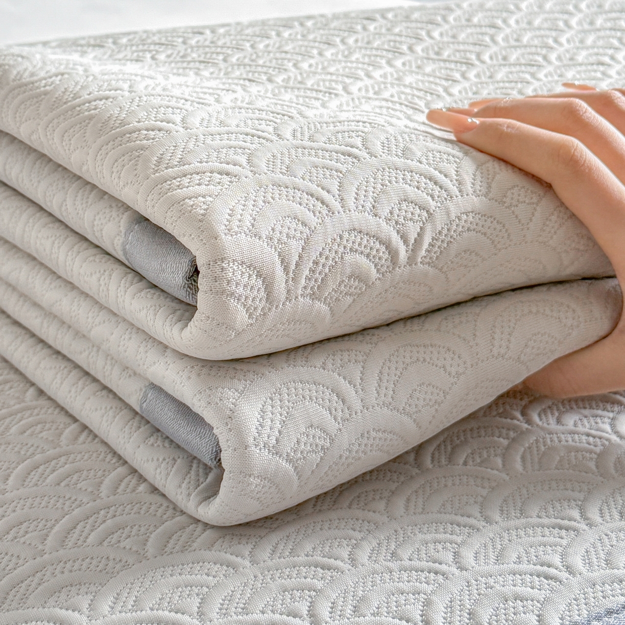 91家纺网 家纺一手货源 找家纺 鑫顺欣 2026新款A类冰豆豆席凉席席子 海纹卡其