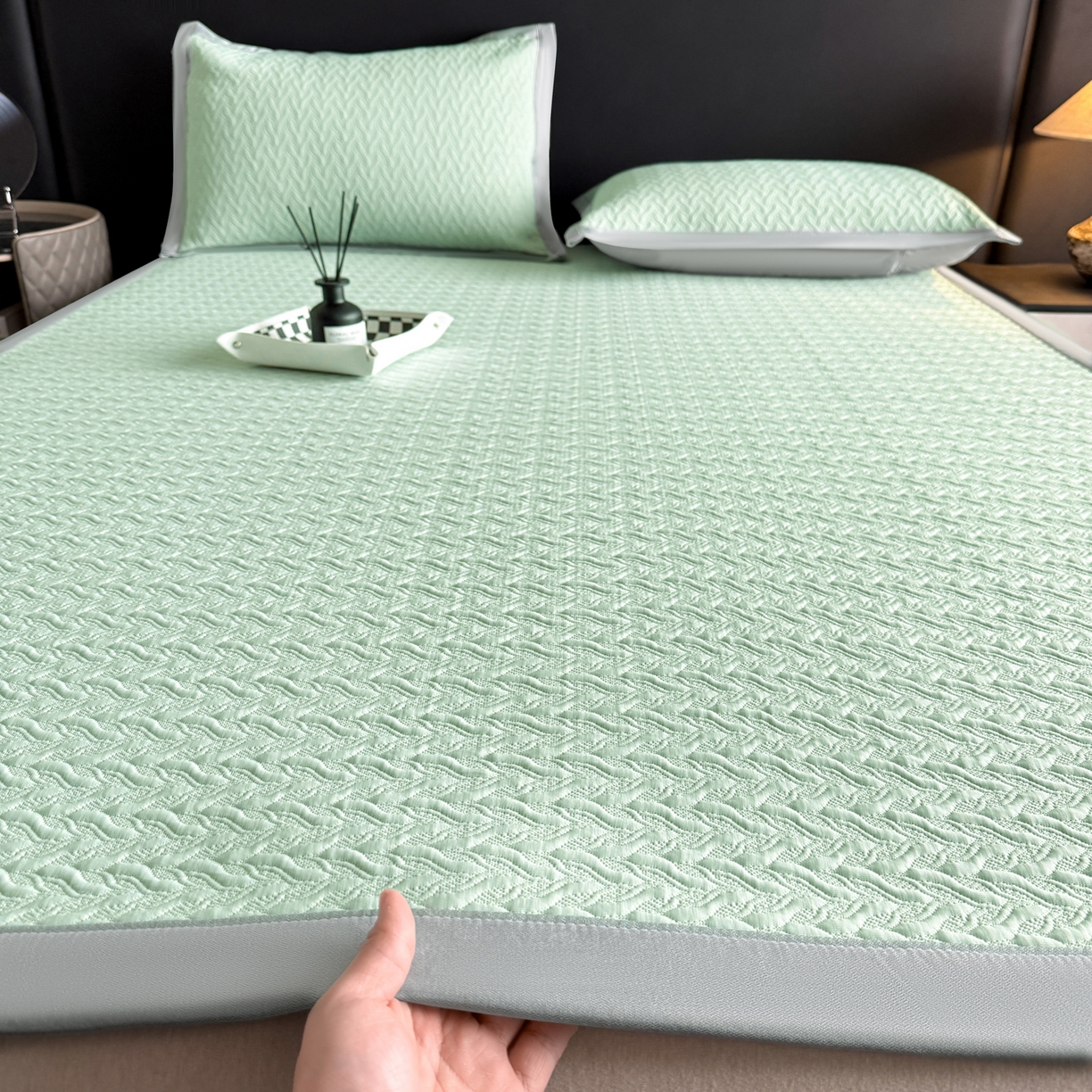 鑫顺欣 2026新款A类冰豆豆席凉席席子 水纹绿