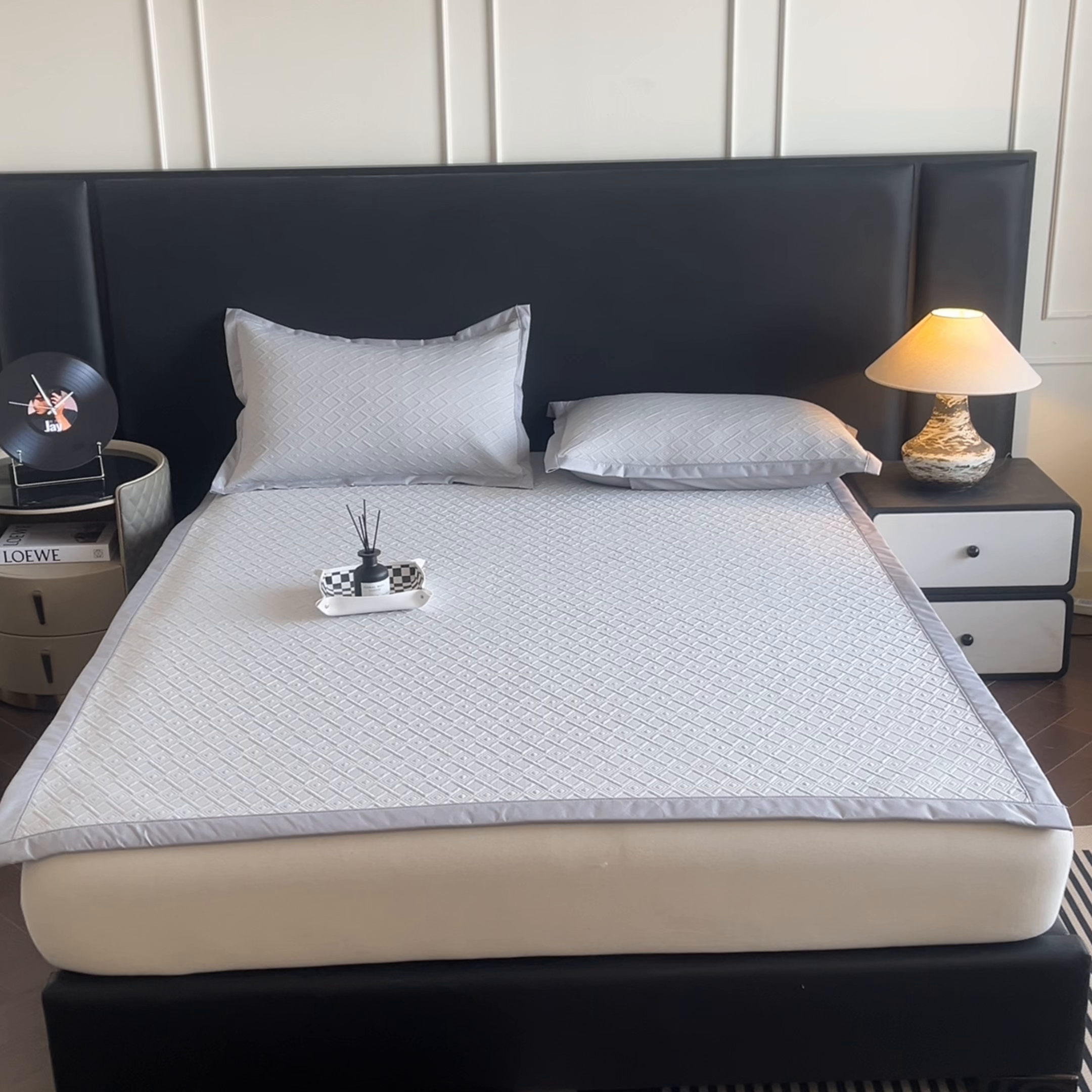 91家纺网 家纺一手货源 找家纺 鑫顺欣 2026新款A类冰豆豆席凉席席子 方回灰